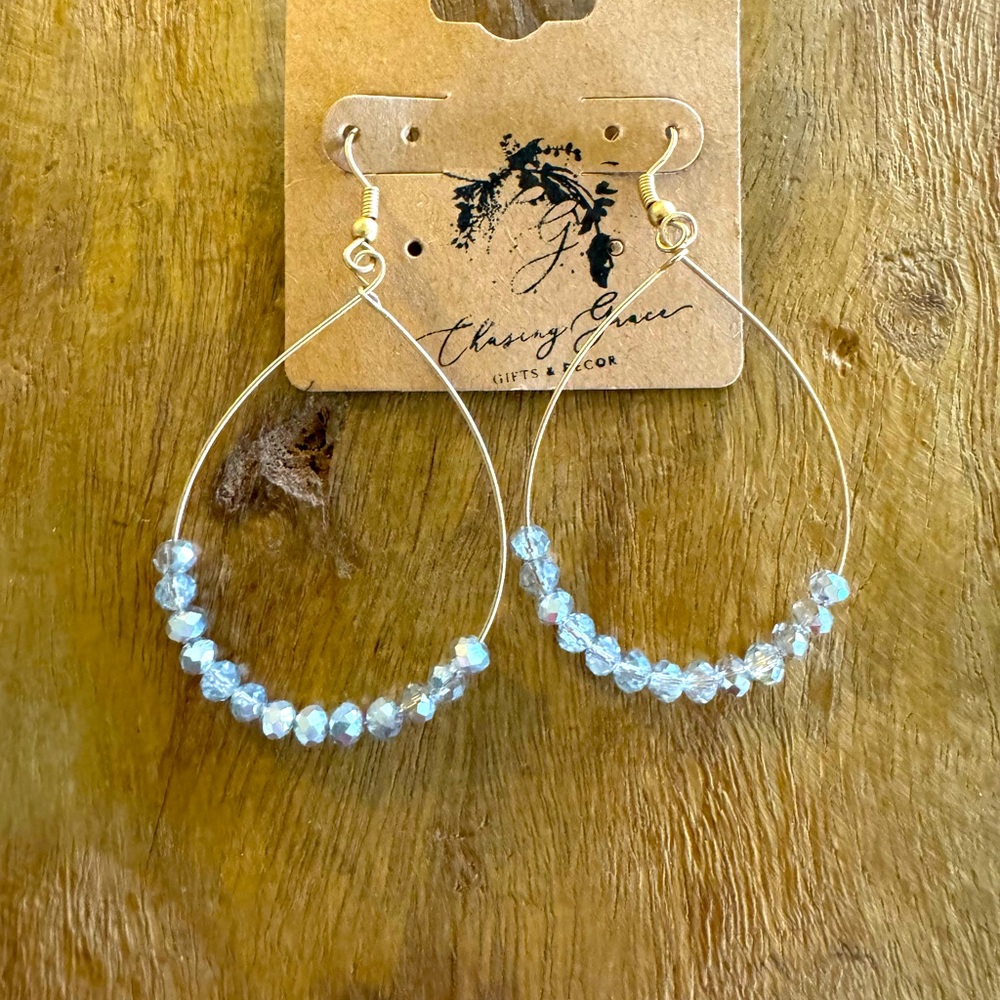 Silver Beads on Gold Wiring Earrings